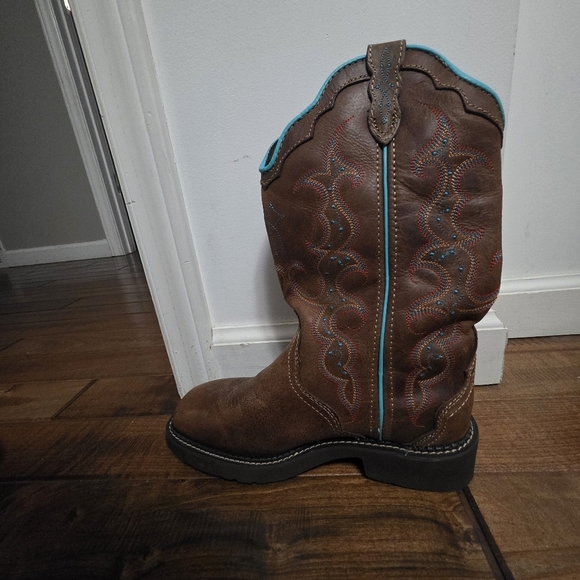 Justin Raya Western Sqaure Toed Womens Boots Size 7 - Picture 7 of 16
